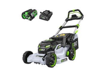 Electric lawn mower with battery and charger. Greenstripe