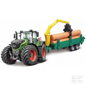 Fendt 1000 Vario tractor with timber trailer