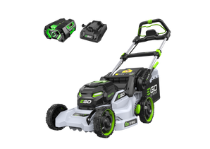 Electric lawn mower with battery and charger. Greenstripe