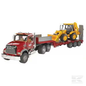 U02813 Mack Granite Low lowder truck with backhoe loader