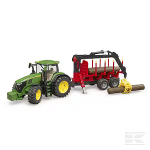 U03154 John Deere 7R 350 with tree trailer