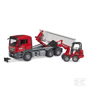 U03767 MAN TGS Truck with Roll-Off-Container and Schäffer Compact loader 2630