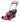 A red self-propelled lawn mower with black accents and a visible engine, branded with 'TORO' and 'Smartstow'. Greenstripe
